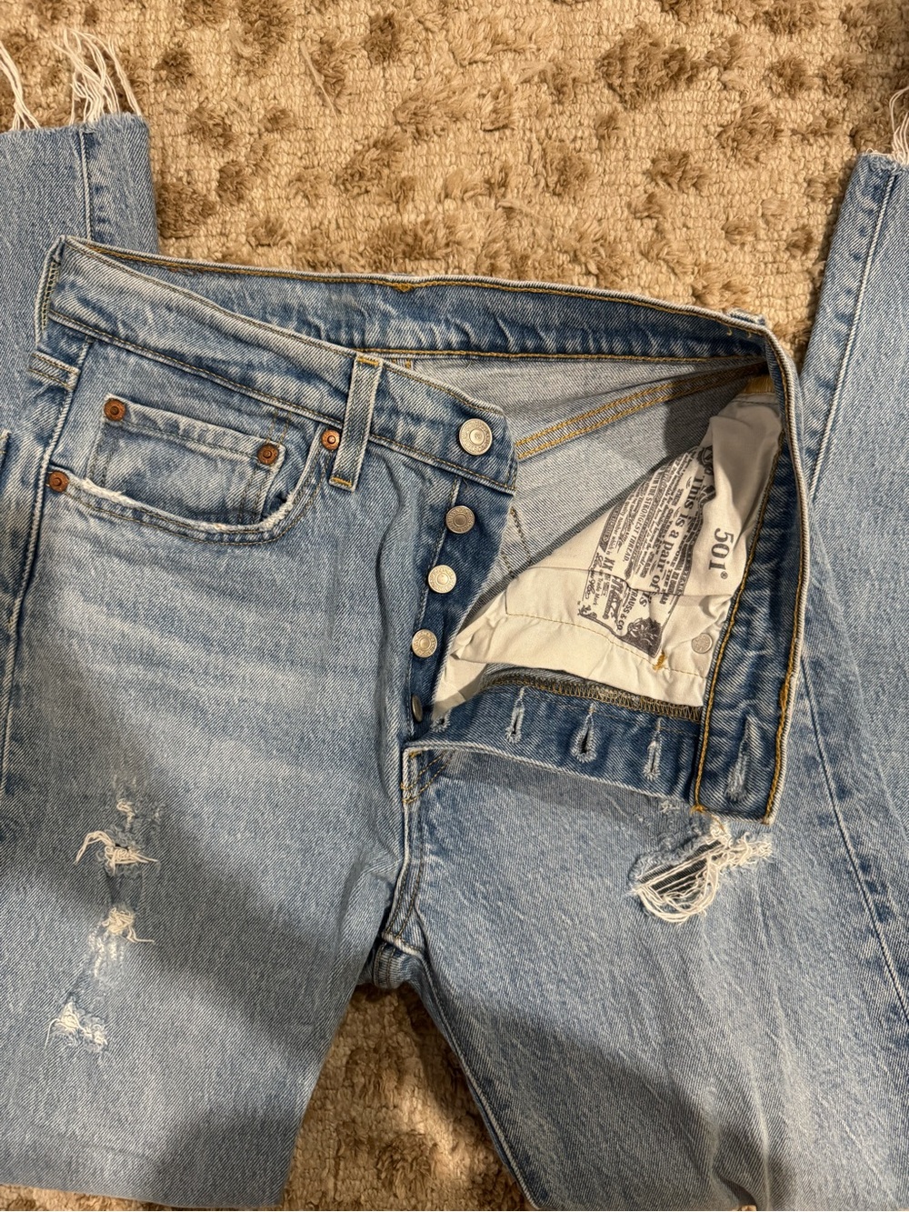 Levi's Women's Light Blue Ripped Boyfriend Jeans - Picture 2 of 4